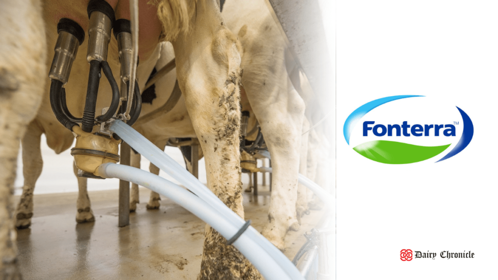 Fonterra logo with a milking machine