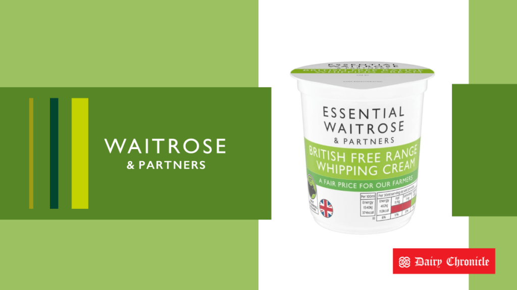 Waitrose free range cream in various types and packaging.