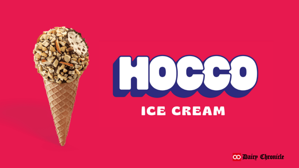 Hocco Ice Cream logo with a cone of ice cream beside it.