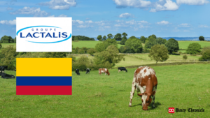 Lactalis logo with a dairy facility in Medellín, Colombia, highlighting ongoing upgrades and automation.