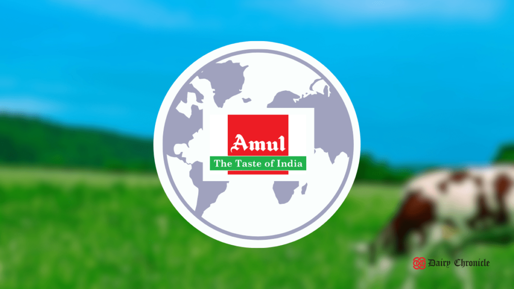 Amul logo with a nature background, recognized as the world's strongest food and dairy brand for the fourth consecutive year in 2024