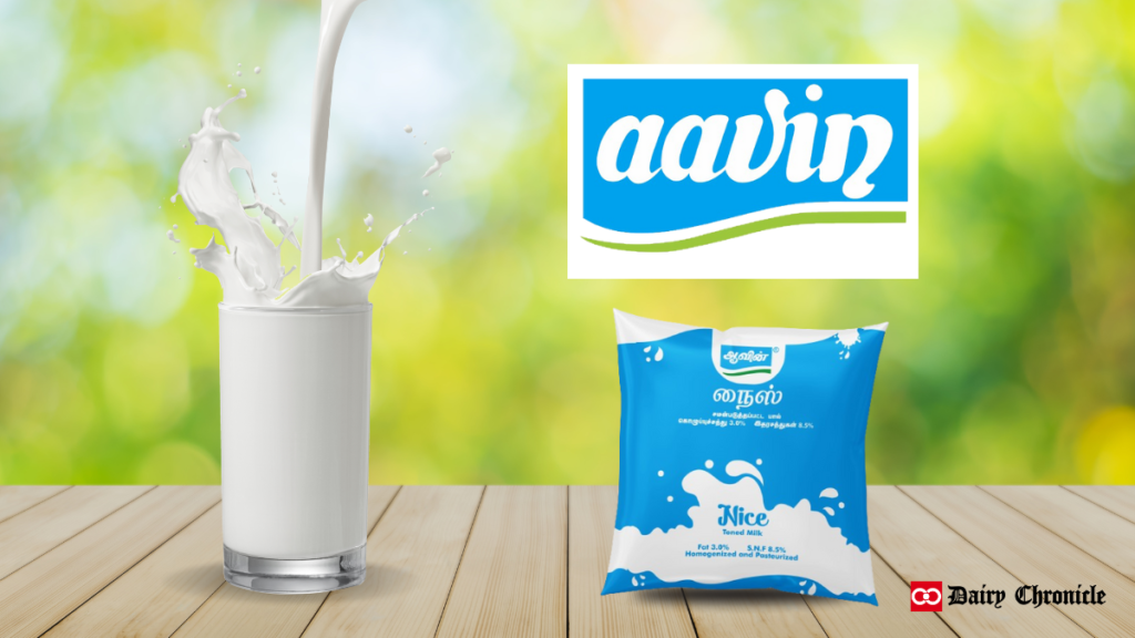 Glass of fresh milk with Aavin Dairy milk pouch