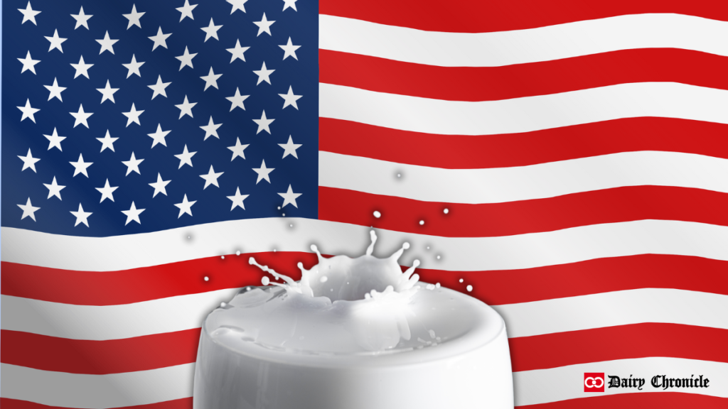 United States flag and a glass of milk