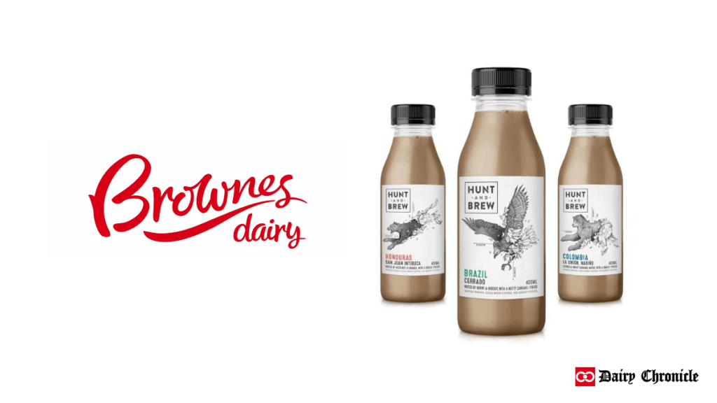 Browne's Dairy Hunt and Brew ready-to-drink coffee in Tesco store