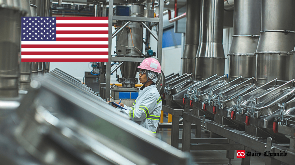 Dairy processing unit with U.S. flag in the corner