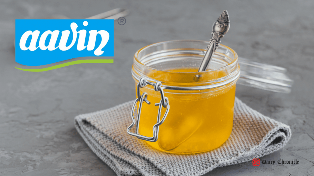 Aavin Brand Logo with a Bottle of Ghee