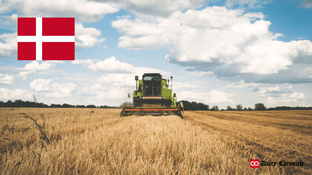 Land cultivation with Denmark flag beside it