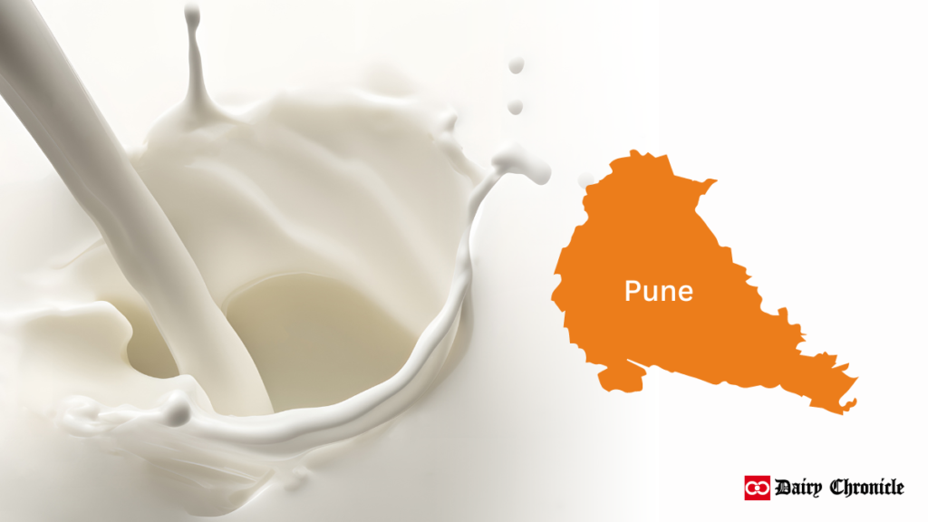 Map of Pune city with milk in the foreground