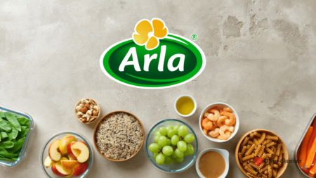 Arla Foods logo with bowls of dry fruits