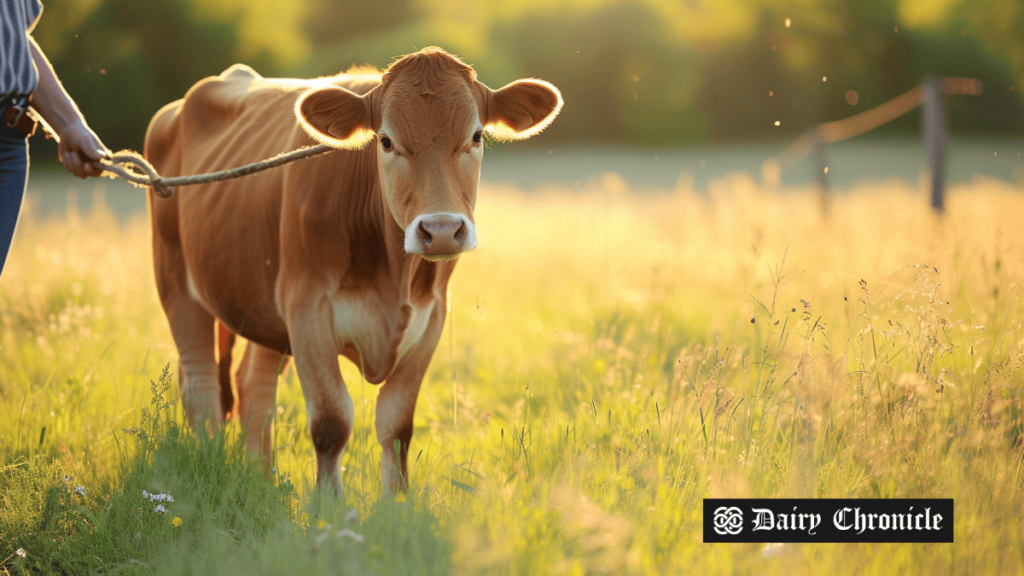 Cow grazing in a field, representing India's initiative to track milk yield with a $600K project.