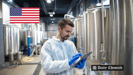 A dairy farm with empty milking stalls, reflecting concerns over falling U.S. milk production.