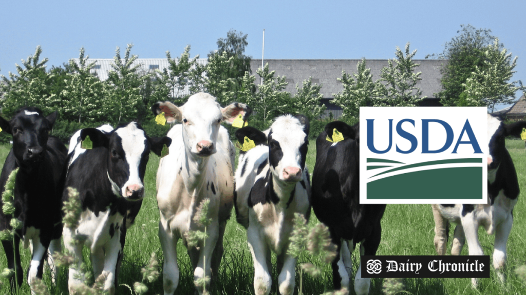 Herd of dairy cows with USDA logo, representing Wisconsin farmers' concerns over government support during the virus crisis.