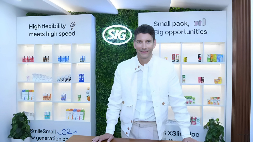 Samuel Sigrist, CEO of SIG Group, inaugurating the new aseptic carton plant in Ahmedabad, India.