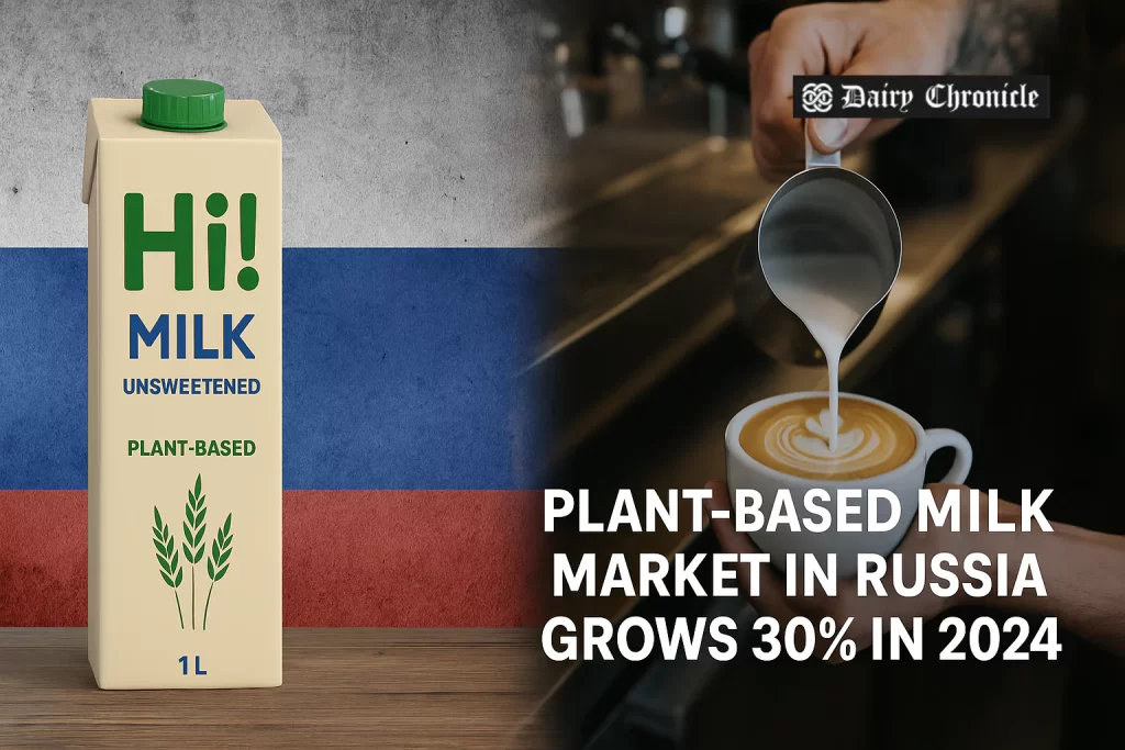 Plant-based milk varieties from Russian brand Hi!, including soy, almond, and coconut options