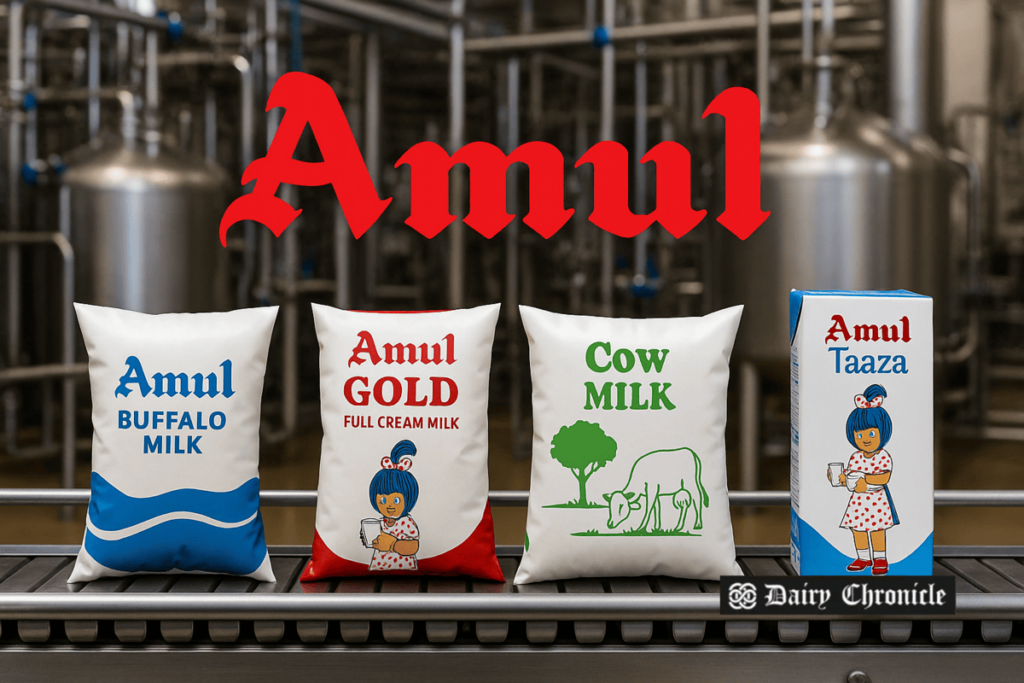 Amul milk price list showing ₹2 per litre increase across various variants effective May 1, 2025