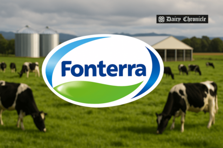 Fonterra dairy processing plant in New Zealand with corporate signage