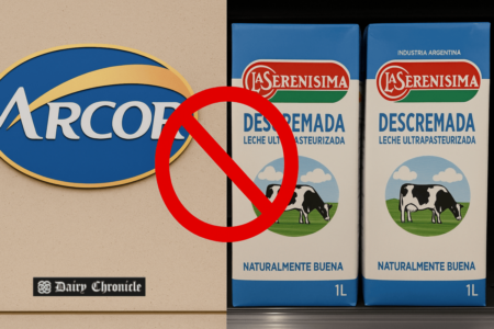 La Serenísima dairy products displayed in a supermarket in Argentina