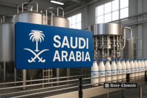 "Logo of Saudi Arabia's dairy industry initiative, representing the Kingdom’s new dairy hub and food security efforts.