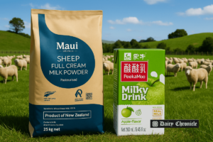 Representatives from Maui Milk and Mengniu Group at the partnership signing ceremony in Pokeno, New Zealand