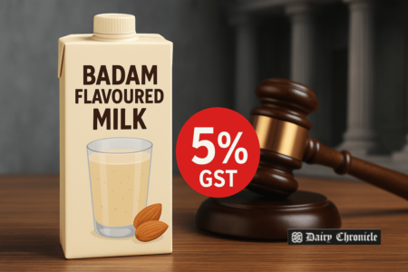 Almond flavoring bottles with tax documents highlighting classification dispute in India