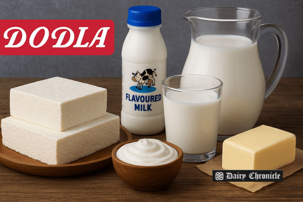 Dodla Dairy value-added products including flavored milk, paneer, and curd