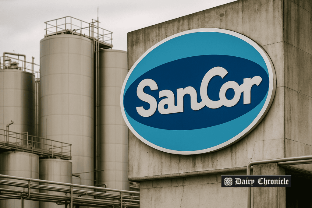 SanCor dairy factory building with company logo in Argentina