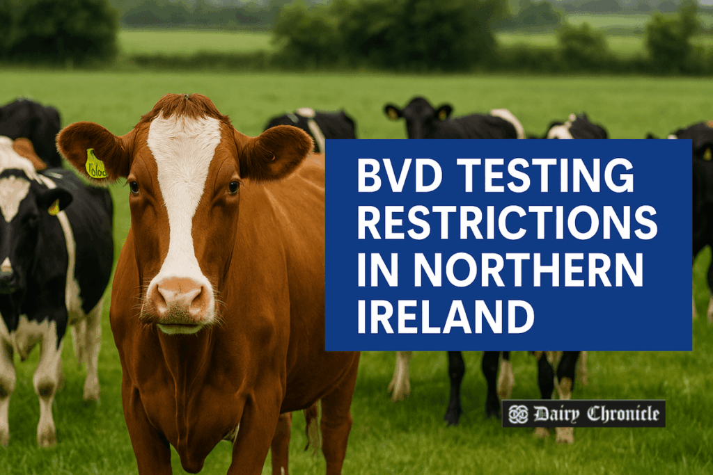 Veterinarian inspecting cattle for BVD on a Northern Ireland farm