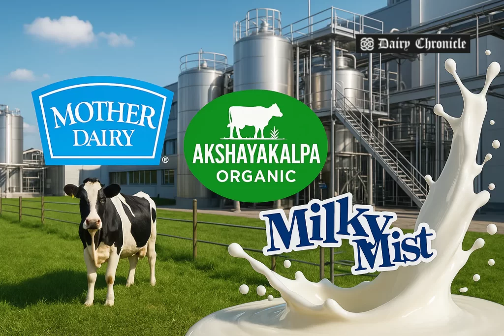 Indian dairy farmers celebrating World Milk Day 2025 with banners and milk cans.