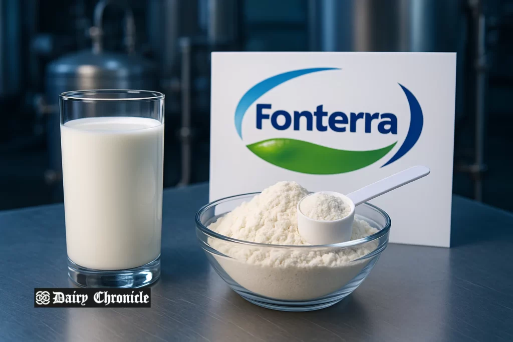 Fonterra scientist at Palmerston North R&D Centre analyzing high‑protein dairy samples