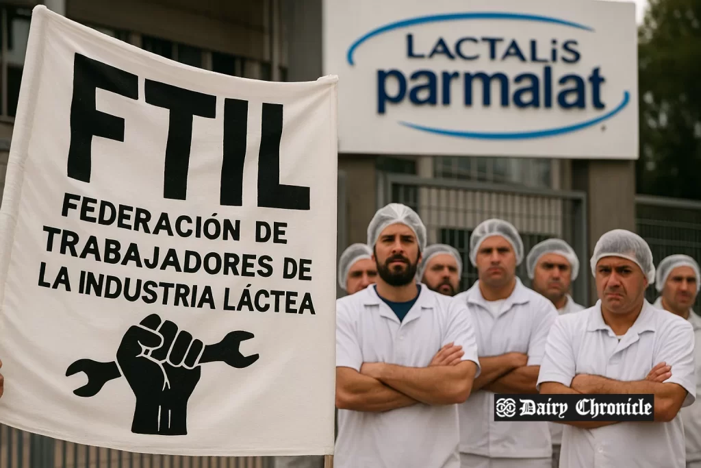 FTIL labor union representatives protesting outside Lactalis facility over broken promises