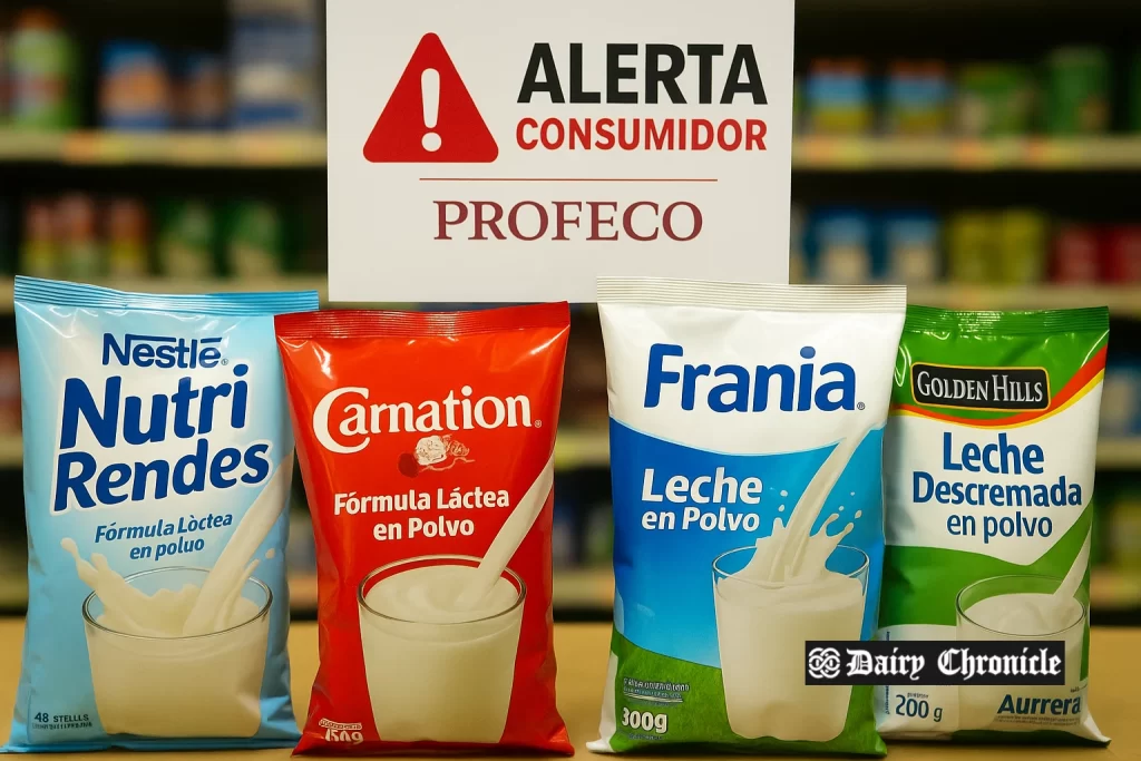 Laboratory testing powdered milk samples labeled Nestlé in Mexico
