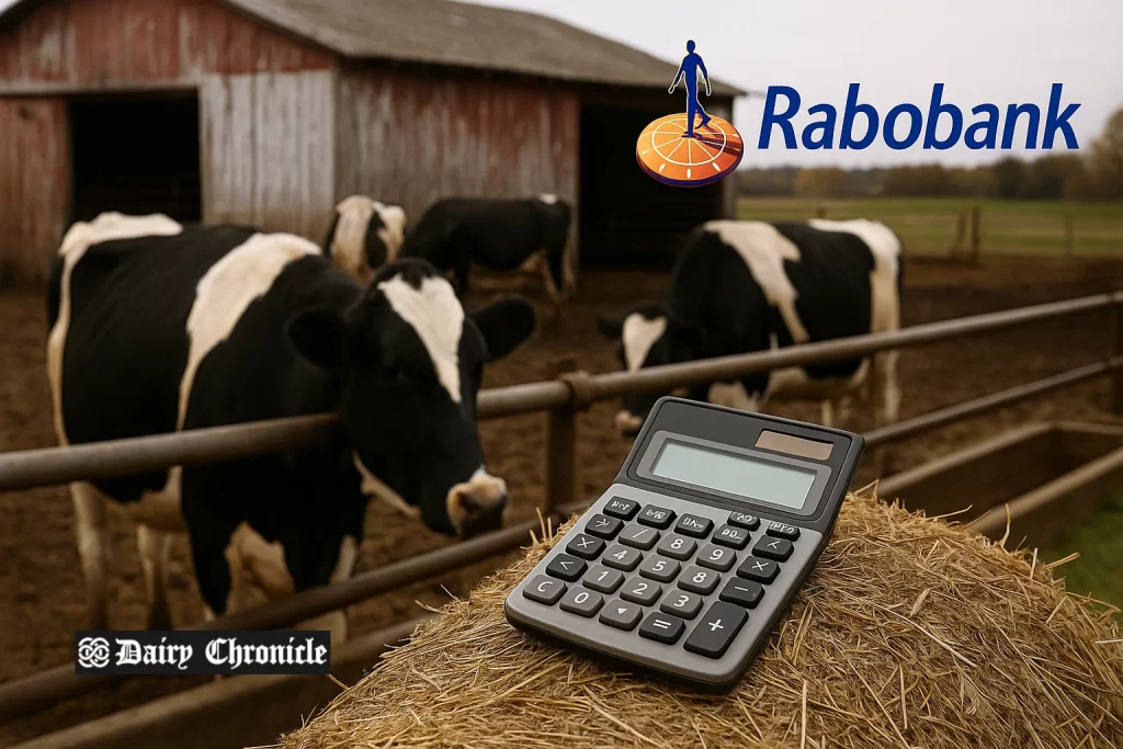 a distressed dairy farmer in front of his cattle during debt crisis