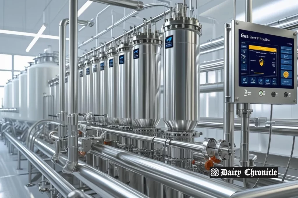 Dairy plant membrane filtration system with new energy-saving cleaning technology