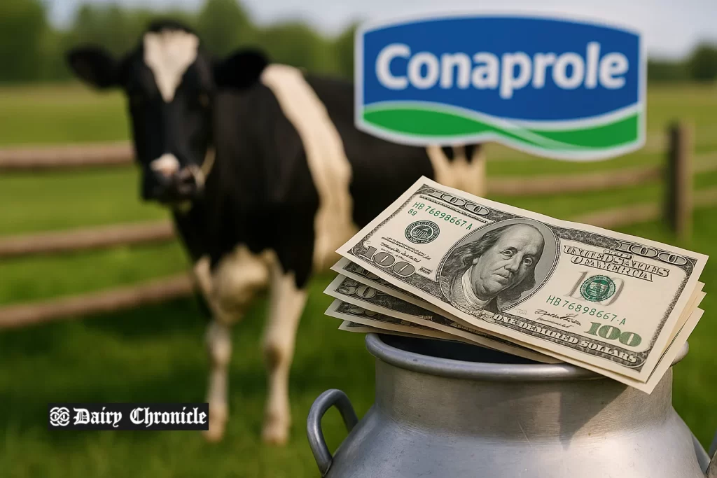 Milk powder sacks at a dairy plant signifying Fonterra’s price drop and Uruguay’s market posture