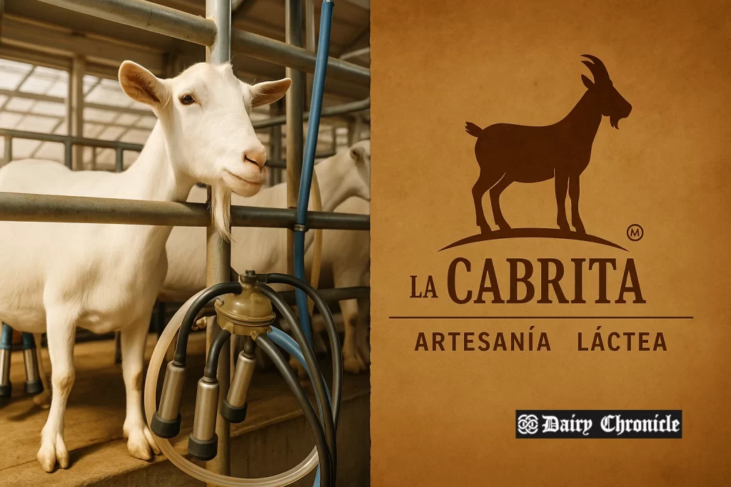 Modern goat dairy facility at Cabrita Lechera farm in Tacna, Peru, showcasing advanced equipment and healthy goats