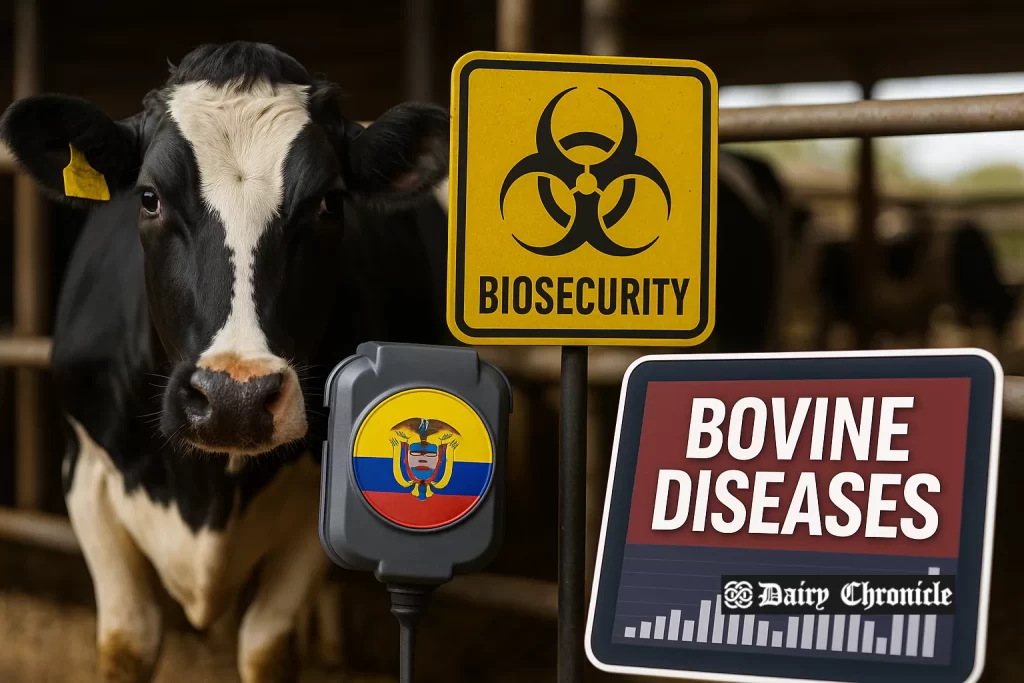Veterinarian inspecting sick dairy cows on a Colombian farm due to bovine diseases